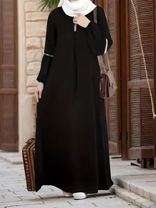 Muslimah Abaya, Muslim Prayer Abaya, Casual Elegant Vibe, Long Sleeve & Loose A-Line, Wrinkle-Resistant & Soft, Ideal for Daily Wear/visiting Family