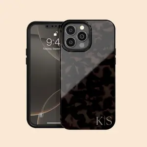 Custom Dark Tortoiseshell Initials iPhone 17 Air Case, Personalized Tort Case for Phone Case, Retro Christmas Movie Phone Case for iPhone 17 16 15 14 13 12 11 Pro Max X XS & SS Galaxy S21–S25 Plus Ultra, Holidays Xmas Tough Case, Perfect Gift for Film Lov