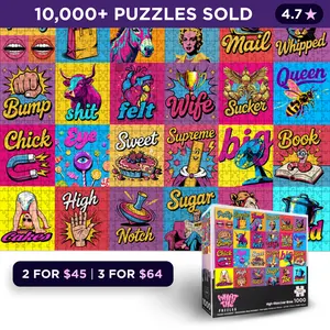 What The Puzzles – High-Gloss Low-Brow I 1000 Piece Jigsaw Puzzle for Adults, Premium Funny Gift, Non-Glare Puzzle with Hidden Details