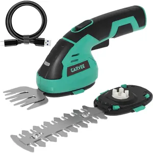 Cordless Handheld Electric Hedge Trimmer - 2000mAh Rechargeable Grass Cutter, Metal Blades, 1-Hand Grip, Quick Switch, Shrubbery Trimmer, Included Battery & Charging Cable, One-Hand Grip
