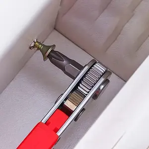 1pc Ratchet Screwdriver with Narrow Space Ratchet Handle, Front & Rear, Elbow Wrench, Right Angle Bending, Cross Screwdriver, Non-Slip Grip, Flat & Dome Heads, Metal Finish, Plastic Material, Red - 1pc, Manual Operation, No Assembly Required