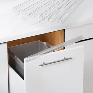 Cabinet Protector Edge Guard (Pack of 6), 17.7" Clear PVC Cabinet Edge Protectors for 3/4" Thick Kitchen Cabinets Doors - Slip- No-Tool Sliding Installation