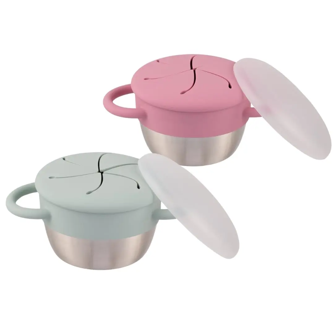 Stainless Steel Snack Cups - Pack of 2 | Removable   Catcher  Travel Lid | Spill-Proof Snack Containers for , ,  | Dishwasher Safe,  Grade