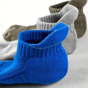 5pcs Breathable Ankle Socks - Soft, Stretchy Polyester Blend, Low-Cut No-Show Design with Ribbed Cuffs & Arch Support, Ideal for Casual Attire & Outdoor Activities, Available in Blue, Gray, Brown, Beige  Man Menswear Fabric Activewear Athletic Sport Sport