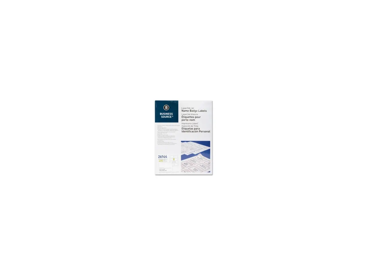 Business Source Name Badge Labels 2-1/3"x3-3/8" 400/PK Plain White 26144 Business Source Name Badge Labels 2-1/3"x3-3/8" 400/PK Plain White 26144