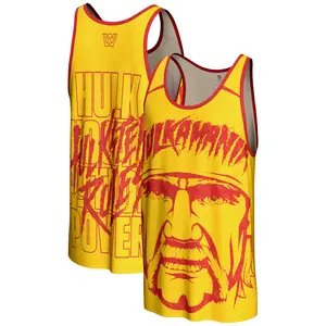 Men's ProSphere Yellow Hulk Hogan Hulkster Rules Tank Top – Vintage Wrestling Graphic Sleeveless Gym Shirt, Summer Streetwear Top, Gift for Wrestling Fans & 90s Retro Style Outfit