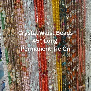 Crystal Waist Beads - MaddieMayshop – Luxury Female Body Jewelry – Handcrafted African Waist Beads – Tie-On (45”) – Add to Cart, Buy Now – Price Per 1 Waist Bead