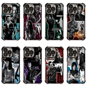 TWD Walking D-Dead Character Artistic Collage Phone Case for iPhone 17 16 15 14 13 12 11 Pro Max, Shockproof 4-Corner Airbag Electroplated Rick Grimes Daryl Dixon Cover