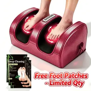 Electric Foot and Calf Massager with Roller for Blood Circulation & Relaxation, Free Natural Herbal Foot Detox Patches Included, Perfect for Living Room, Bedroom, Office and Travel Use