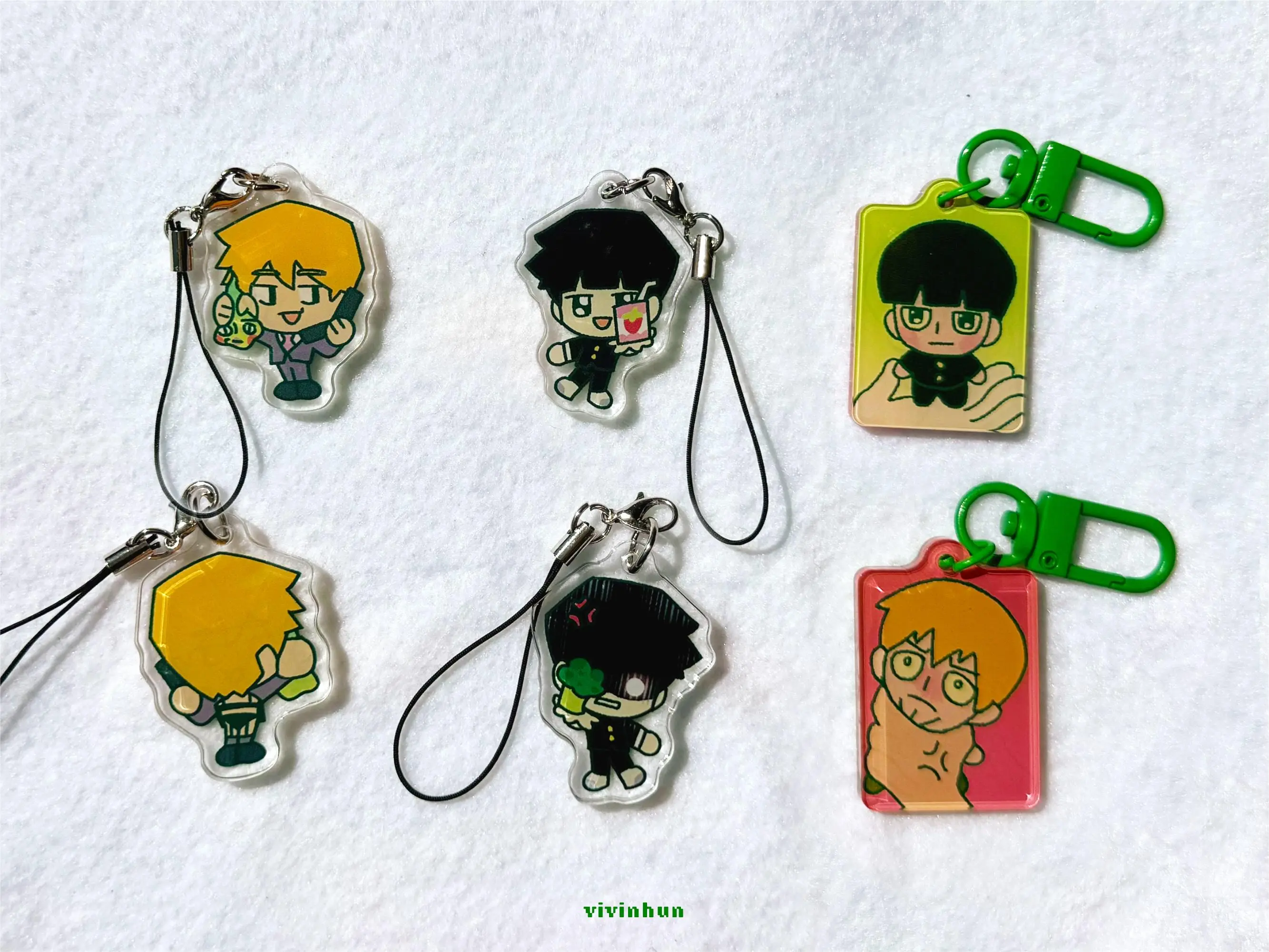 Mob Psycho 100 Mob & Reigen Double-Sided Acrylic Keychains | Cute Anime Bag Charms