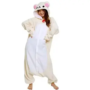 Halloween Christmas Cartoon Bear Pajama Rilakkuma Kigurumi Unicorn Adult Anime Jumpsuit Cute Cartoon Sleepwear Buttons Slippers