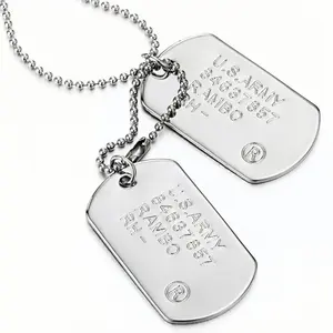 Classic Two-Pieces Mens Military Army Dog Tag Pendant Necklace with 28-Inch Ball Chain Polished Alloy Finish 10CM x 3CM Pendant 70CM Chain 45g jewelry funky