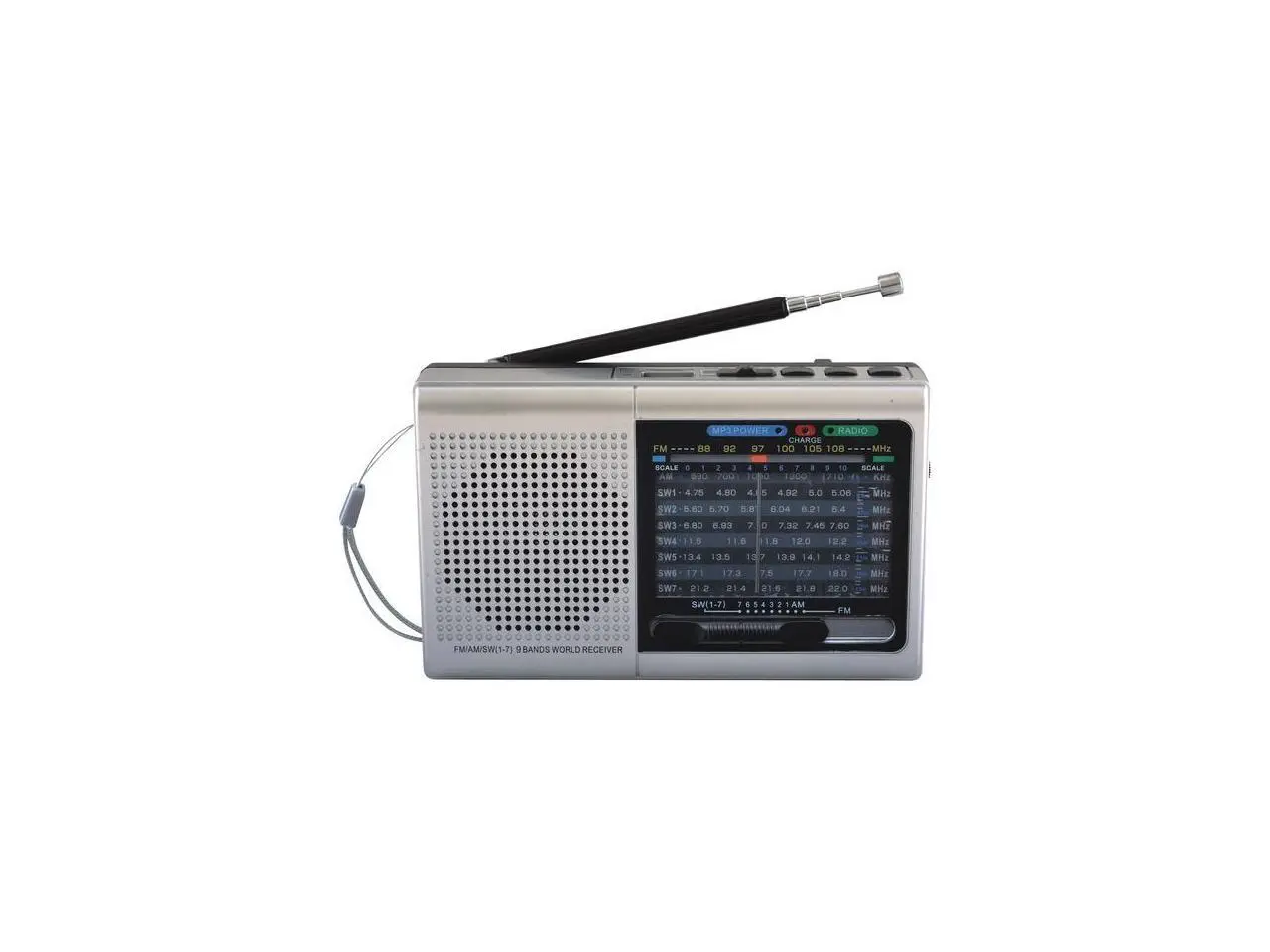 Supersonic SC-1080BT- SLV 9-Band Rechargeable Bluetooth Radio with USB/SD Card Input (Silver) Supersonic SC-1080BT- SLV 9-Band Rechargeable Bluetooth Radio with USB/SD Card Input (Silver)