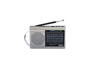 Supersonic SC-1080BT- SLV 9-Band Rechargeable Bluetooth Radio with USB/SD Card Input (Silver)