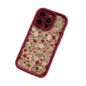 Vintage Floral Pattern Phone Case, Decorative Phone Protector Cover, Phone Accessories Compatible with iPhone 17 16 15 14 13 12 11 Pro Max XS XR X, Flower