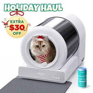 UAHPET Stainless Steel Self-Cleaning Cat Litter Box, Easy-to-Clean Automatic Cat Litter Box with APP Control, Odor-Free Waste Disposal Includes Trash Bags