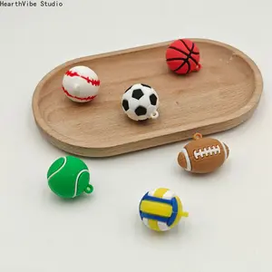 6PC Cartoon cute realistic football keychain pendant for boys' backpacks and bags, accessory, exquisite small gift for events