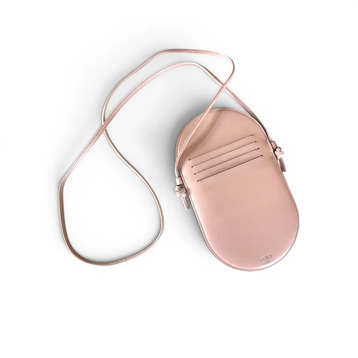 Pre-owned FENDI Leather Small Leather Goods O’lock Phone Pouch, Nude
