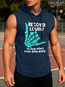 "Recover Loudly" Motivational Hooded Sleeveless Tee - Street Attitude Top