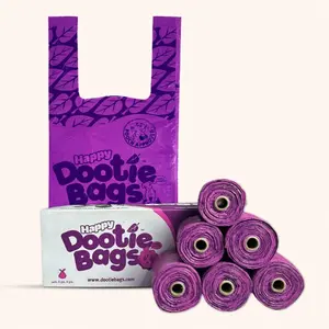 Happy Dootie Bags Pet Poop Bags, 12 Count Rolls, Easy Tie Handles