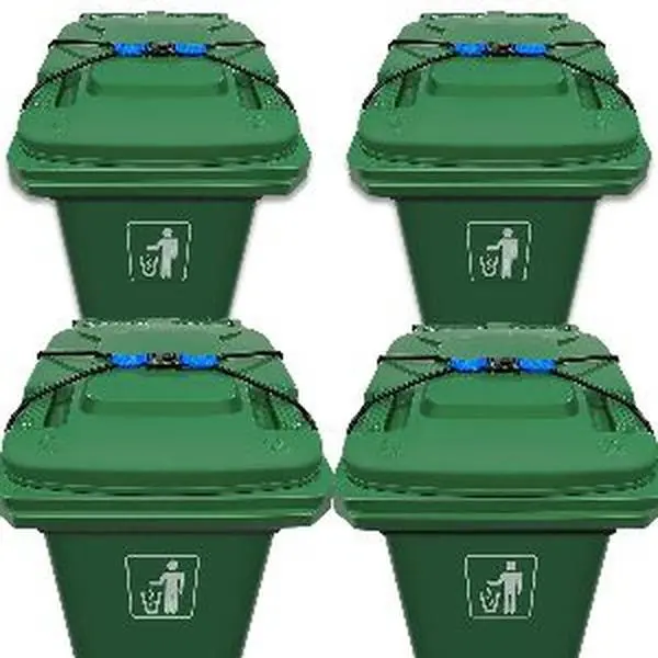 PAHTTO Trash Can Lock 4PCS, Lid Lock for 30-50 Gal Outdoor Garbage Cans, Heavy Duty Bungee Cord Garbage Can Lock for Animals, Squirrels, Dogs, Raccoons