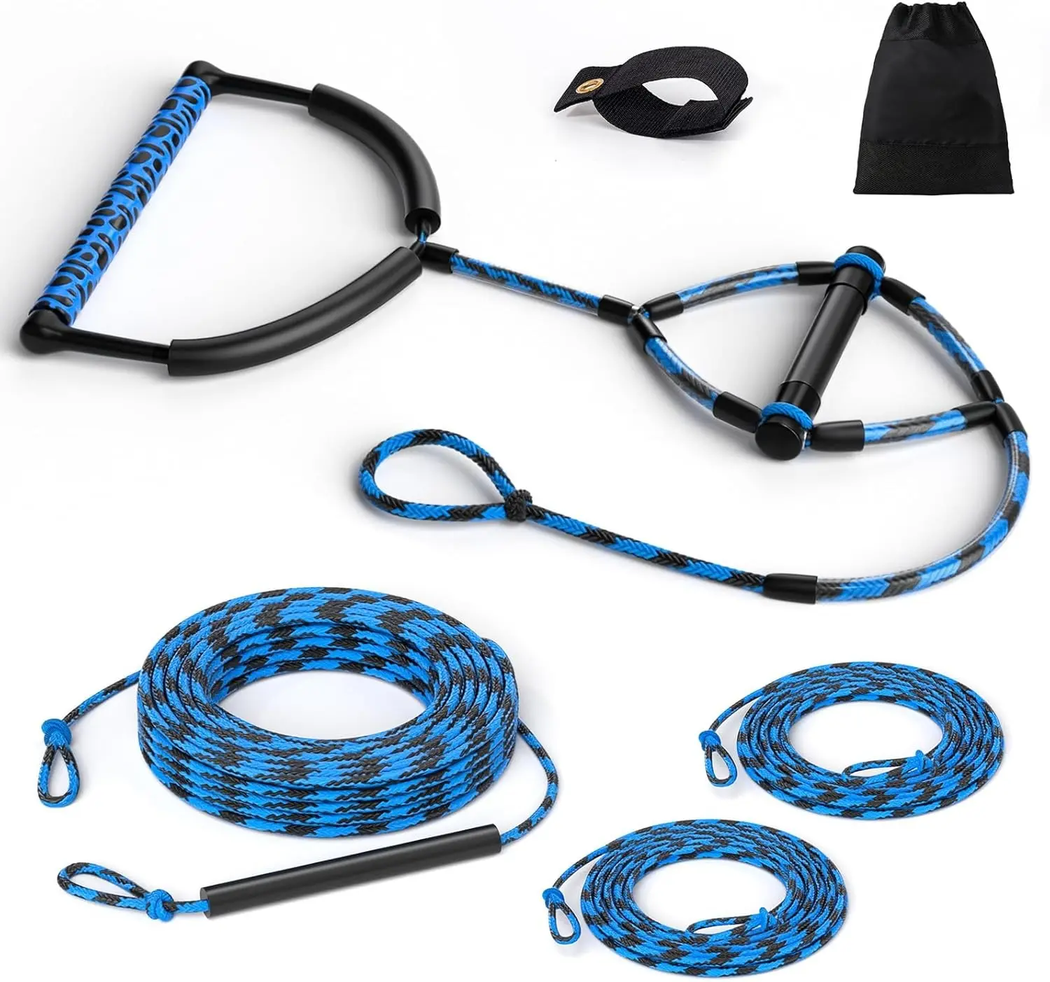 75FT 4-Section Adjustable Floating Wakeboard Tow Rope with Handle, Suitable for Waterskiing, Kneeboarding, Watersports