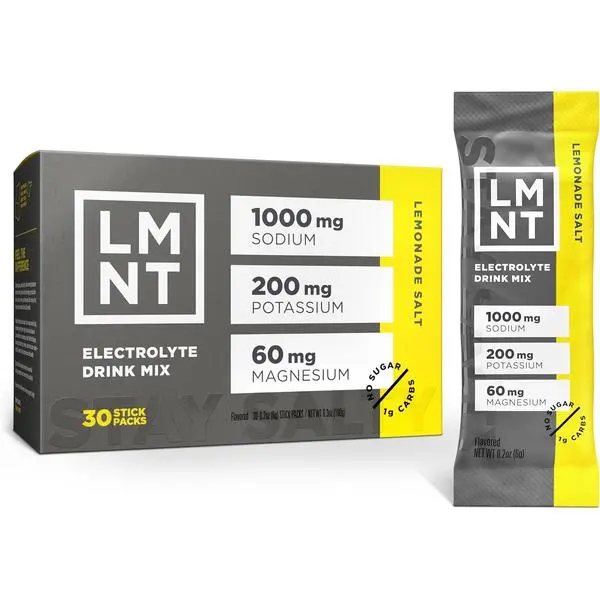 LMNT Zero Sugar Electrolytes - Lemonade Salt | Drink Mix | 30 Count