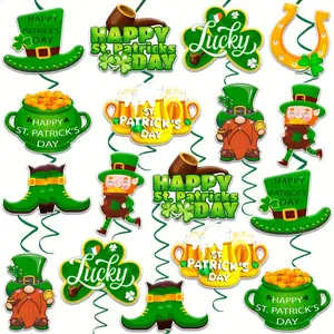 St Patrick's Day Decoration Set, 36pcs Hanging Swirls & Shamrock Design, Perfect for Festive Celebrations & Home Décor, Festive Decorations, Home Decor Ornaments