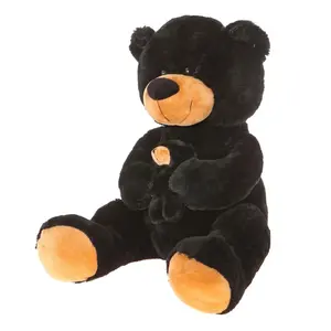 Giftable World  16 in. Bear with Baby - Black
