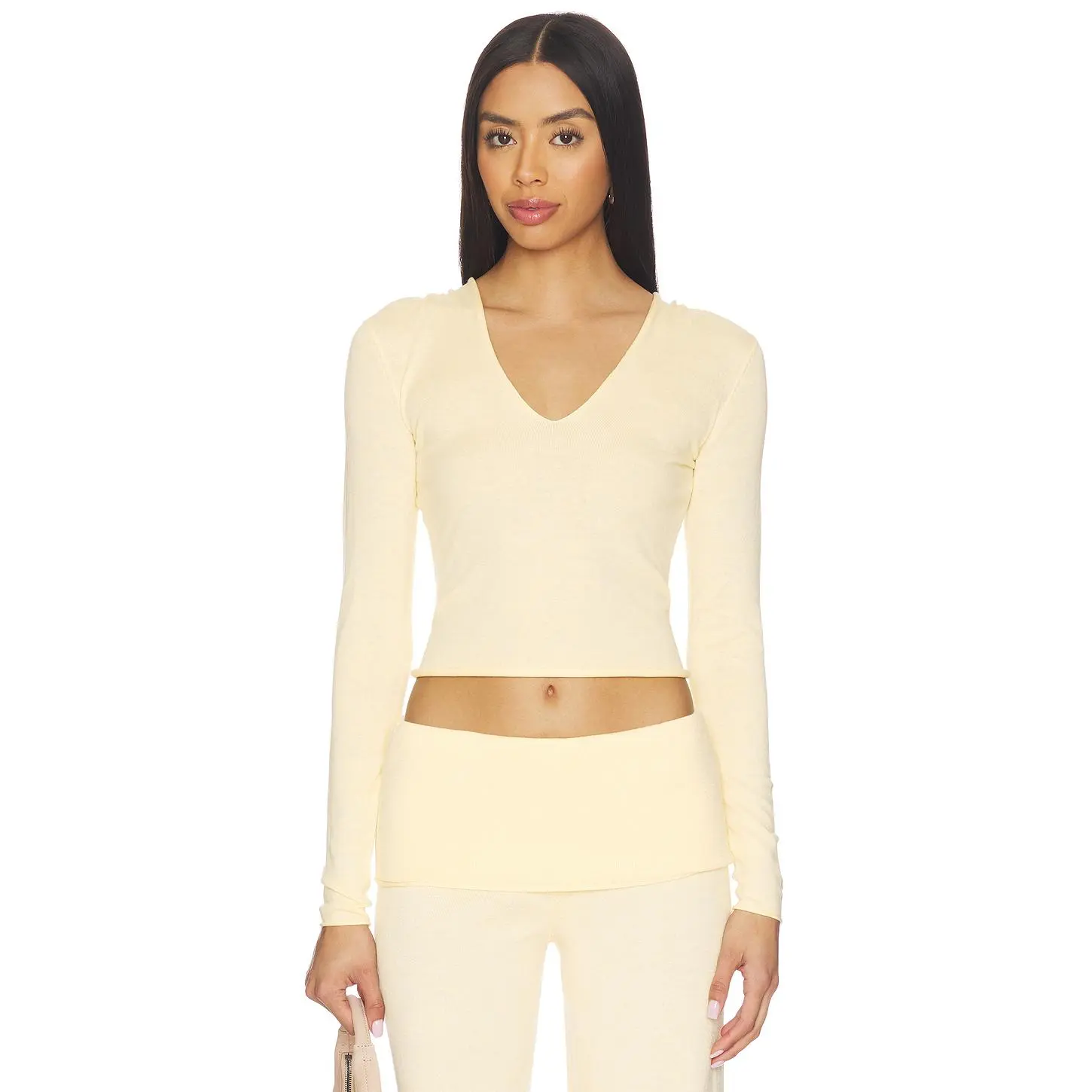 Frankies Bikinis Sloane Knit Hoodie in Buttercream