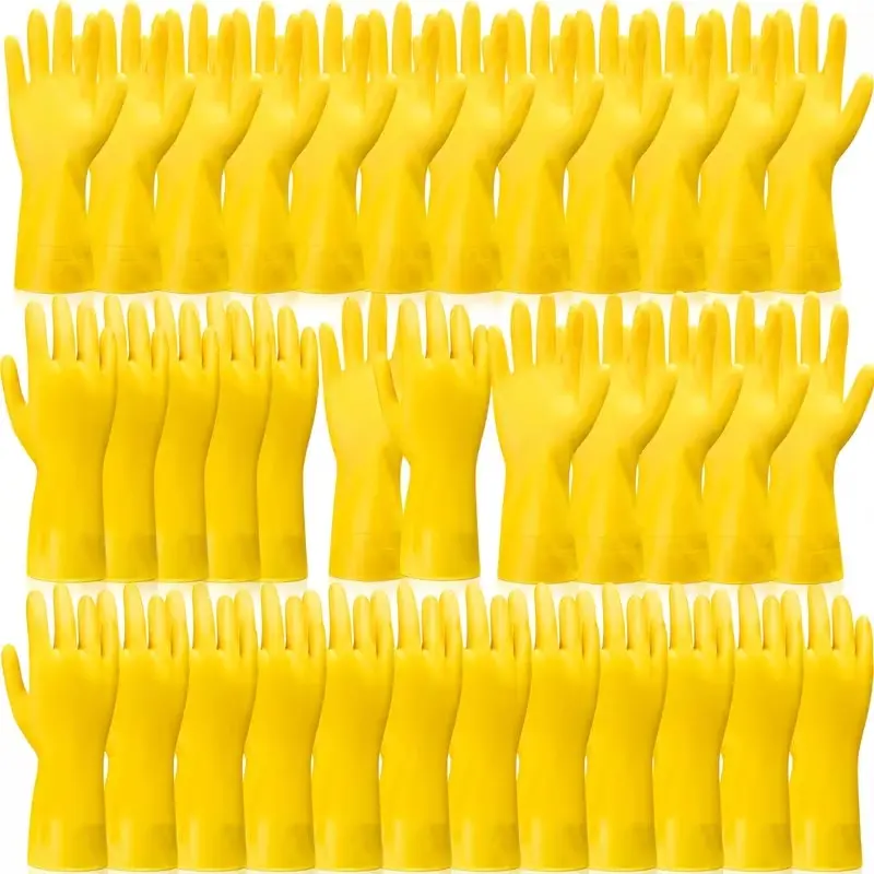Reusable Rubber Kitchen Cleaning Gloves Heavy Duty  6 Pairs  Long Waterproof Dishwashing & Household Gloves for Kitchen, Gardening & Yard Work – Multi-Purpose Protective Hand Wear