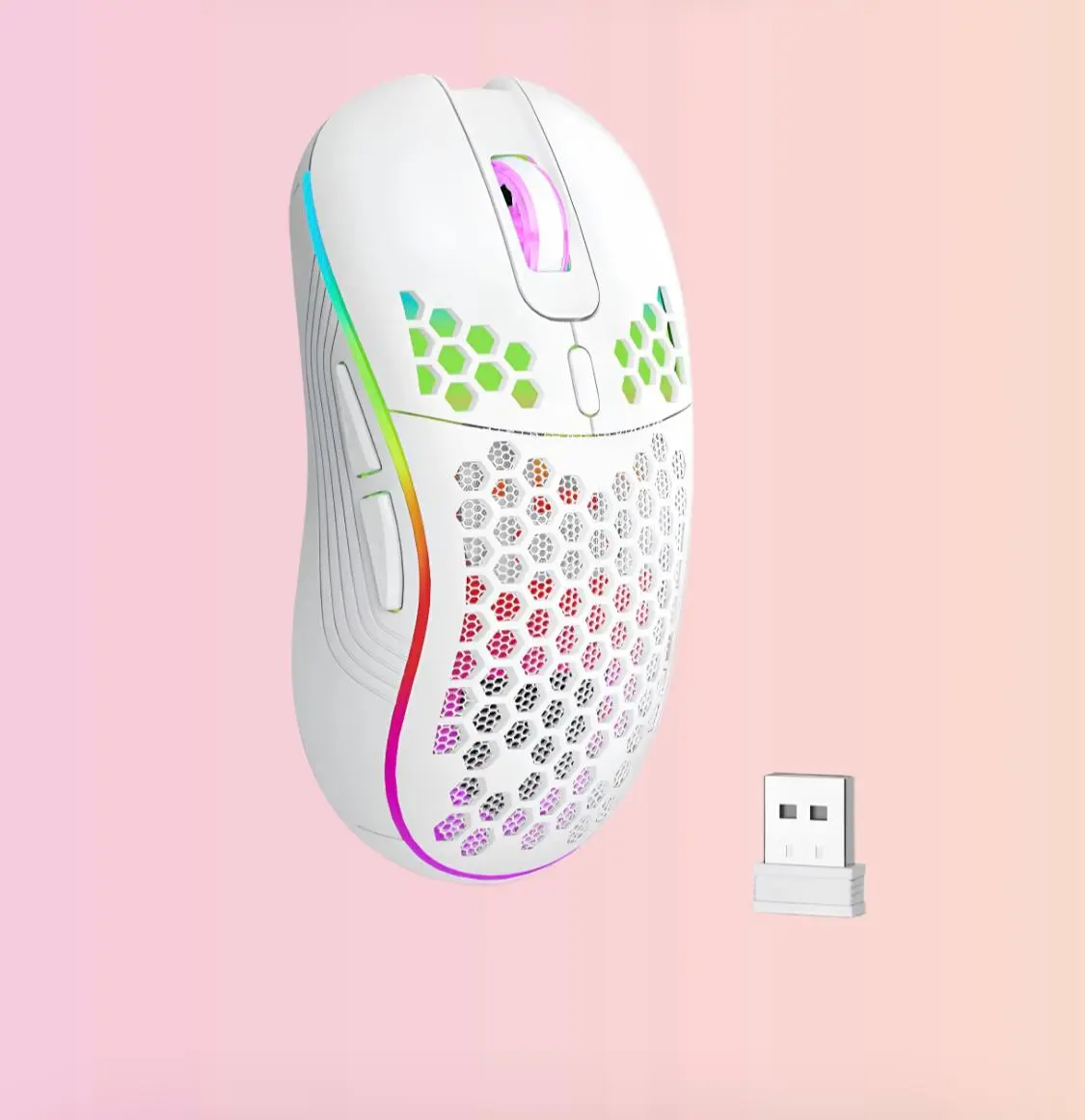 RGB Wireless Gaming Mouse – Ultra-Light Honeycomb Design