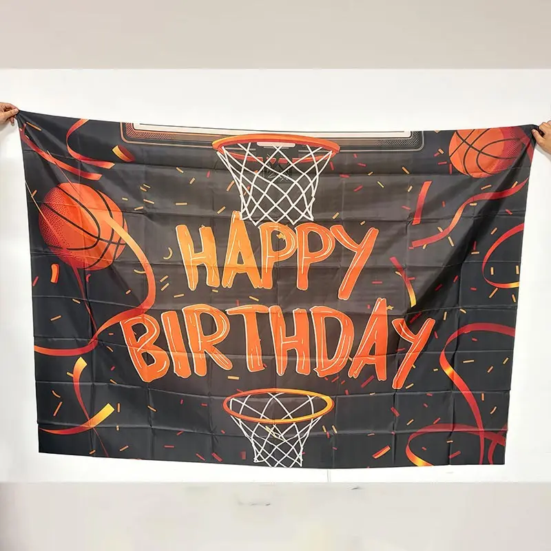 Basketball Birthday Backdrop Banner, Basketball Themed Birthday Party Decoration, Photography Background, Wall Decoration, Indoor & Outdoor Decoration, Ornaments, Party Decorations Banners