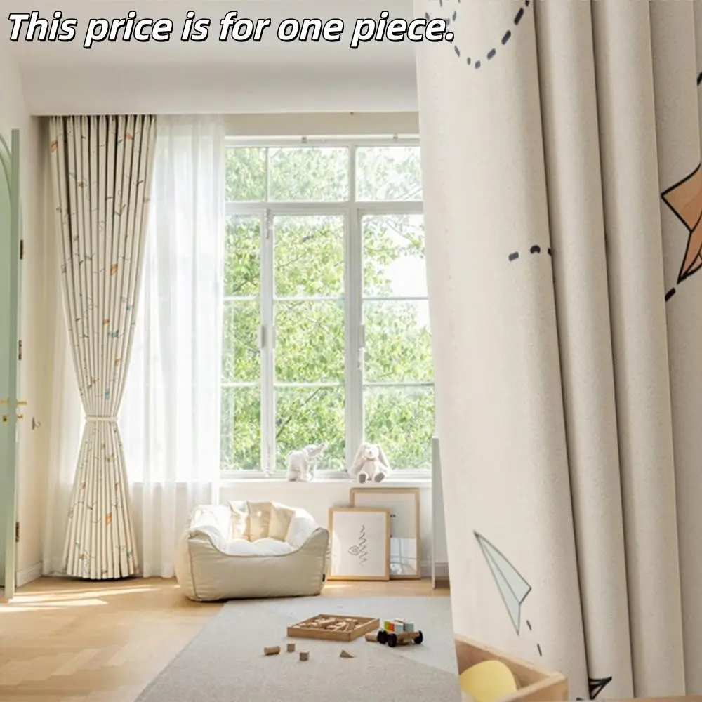 1pc Kids Fun Airplane Print Curtains, Blackout Noise Reduction Sunscreen UV Protection, Ideal for Home Decor, Bedroom, Room, Hotel