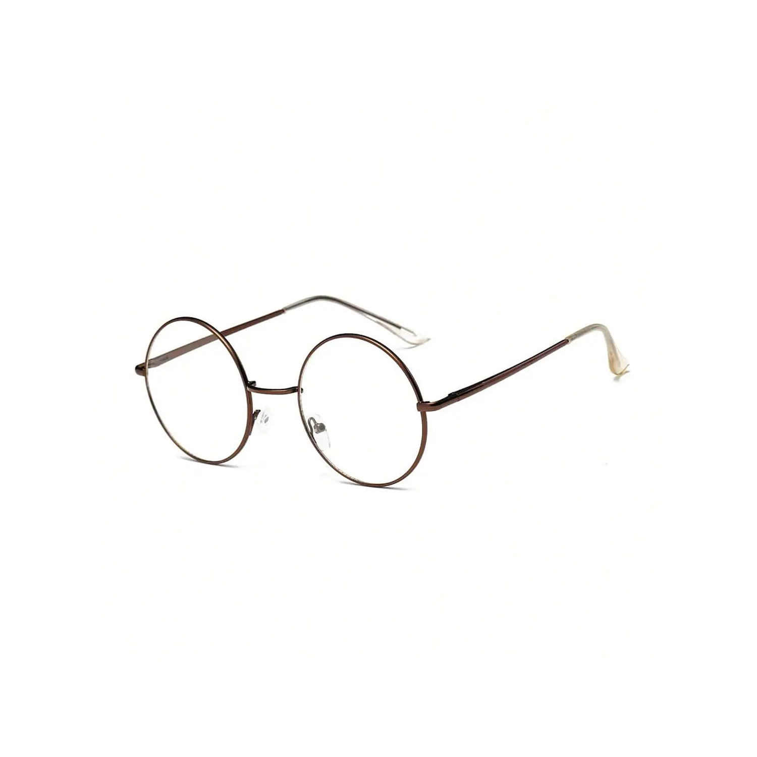 Small Round Clear Lens Glasses Non Prescription Circle Metal Frame Eyewear F1003-CB01