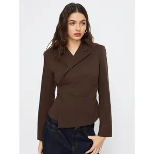 Cider Collar Wrap Button Tie Back Blazer