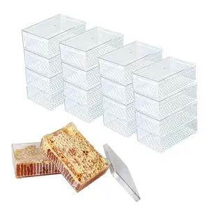 16PCS Honeycomb Cassettes,Clear Plastic Honeycomb Storage Box Beekeeping Supplies(8.82OZ)