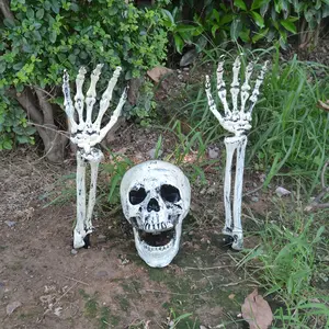 3pcs Set Halloween Floor Decoration Skull Simulation Props, Ghost Garden Skull Decor for Spooky Home Halloween Party, Halloween Props for Outdoor & Indoor