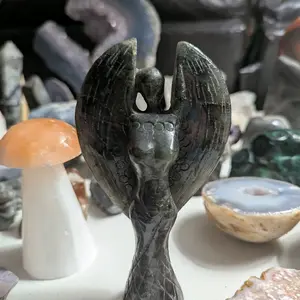 Labradorite Angel Statue - Handcrafted Gemstone Sculpture for Home Decor & Healing Energies
