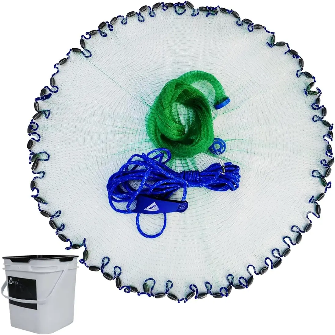 Saltwater  Fishing Cast Net 3/8inch Mesh Size for Bait Shrimp  Fish Heavy Duty Sinkers Throw Net 3FT/4FT/5FT/6FT/7FT/8FT/9FT/10FT Radius