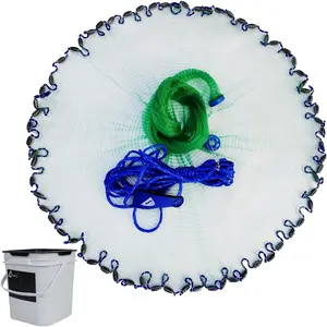 Saltwater  Fishing Cast Net 3/8inch Mesh Size for Bait Shrimp  Fish Heavy Duty Sinkers Throw Net 3FT/4FT/5FT/6FT/7FT/8FT/9FT/10FT Radius