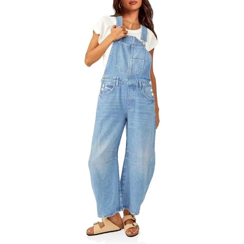 2026  Cicy Bell  Womens Bib Overalls Barrel Leg Adjustable Strap Jean Pants  with Pockets