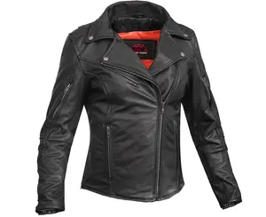 RENEGADE CLASSICS Roamer Ride Women's Real Leather Motorcycle Jacket - Black, Long Sleeve Top with Zippers and Mesh Lining