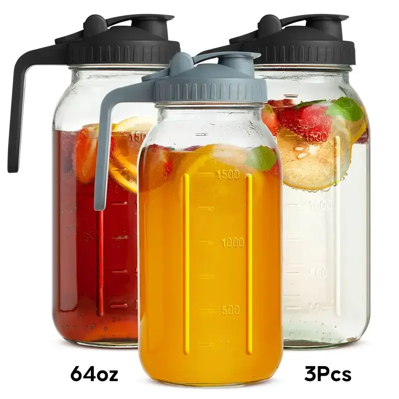 64 oz Heavy-Duty Wide-Mouth Reusable Glass Cups Set (3-Piece) with Washable  Covers and Straws, Insulated Beverage Drinkware for Household Use, Suitable  for Summer/Winter Drinks, Iced Coffee - TikTok Shop