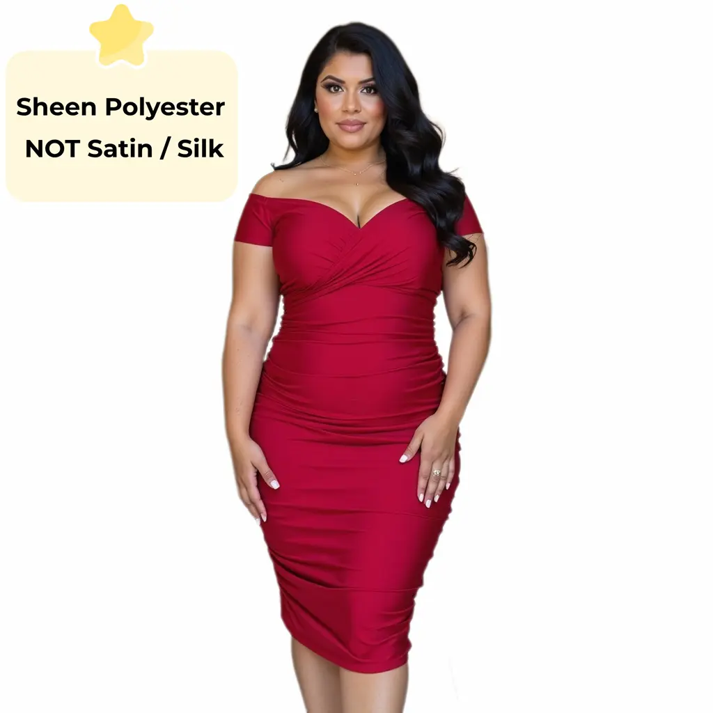 Acelyn Dress Short Sleeve Off the Shoulder Ruched Midi Dress Valentine's Day Club Birthday Party Dress Formal Wear Women