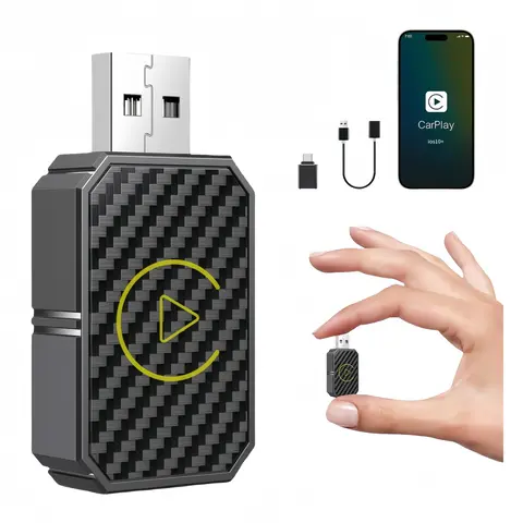 2-in-1 Mini Wireless CarPlay & Android Auto Adapter, Plug & Play Car WiFi Adapter for iOS 12+ Supported iPhones, Android 11+ Devices, Cars 2016+ Models