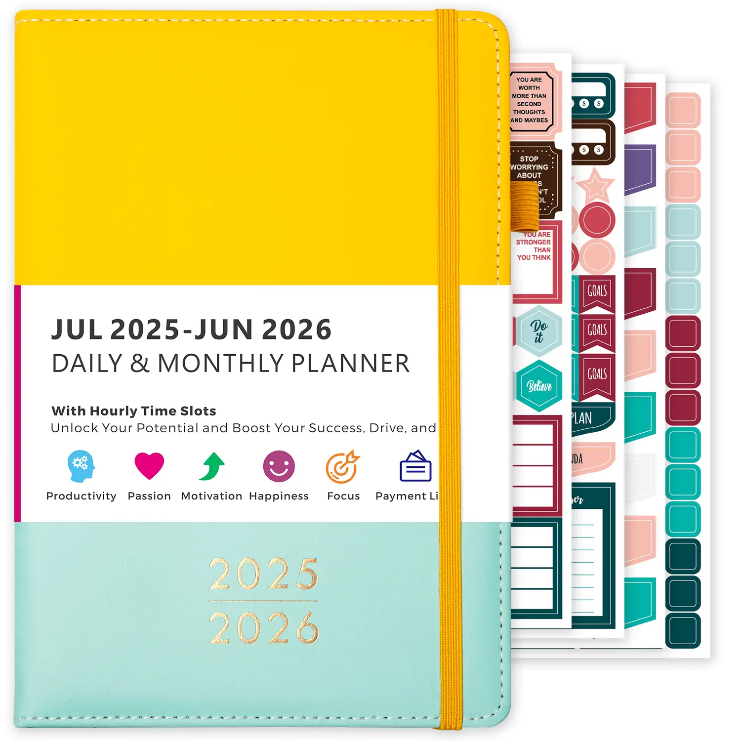 2025-2026 Daily and Monthly Planner, Academic Planner (July 2025 to June 2026), 5.7 "x 8.4", with Hourly Planner, 12 Monthly Tabs, Inner Pocket, Faux