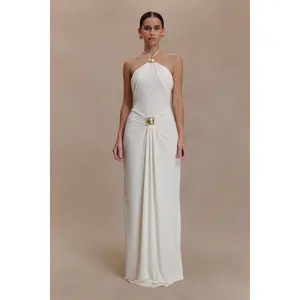 Quincy Halter Maxi Dress With Hardware - Ivory