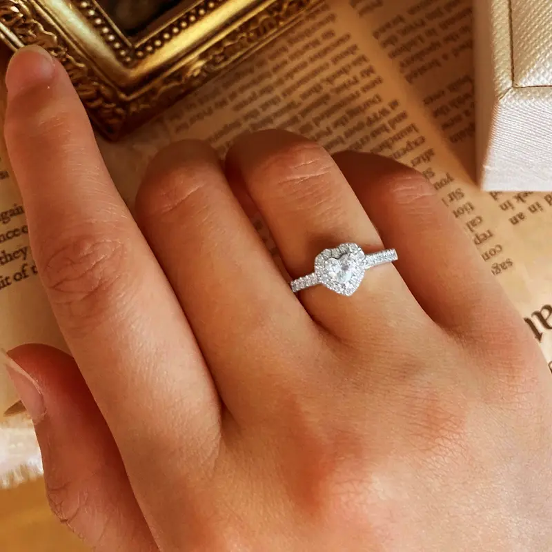 Elegant Heart Shaped Ring in S925 Sterling Silver with Mini CZ Stone, Sweet Unisex Jewelry Gift for Wedding & Daily Wear, 925 Rings, Beautiful Rings