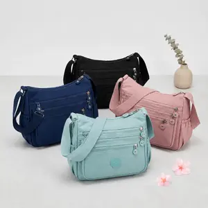 Women's Solid Color Nylon Fanny Pack, Lightweight Adjustable Crossbody Shoulder Bag, Large Capacity Fashionable Multi-pocket Zipper Crossbody Bag for Daily Used, Casual Trendy Versatile High-quality Daily Commuting Nylon Bum Bag